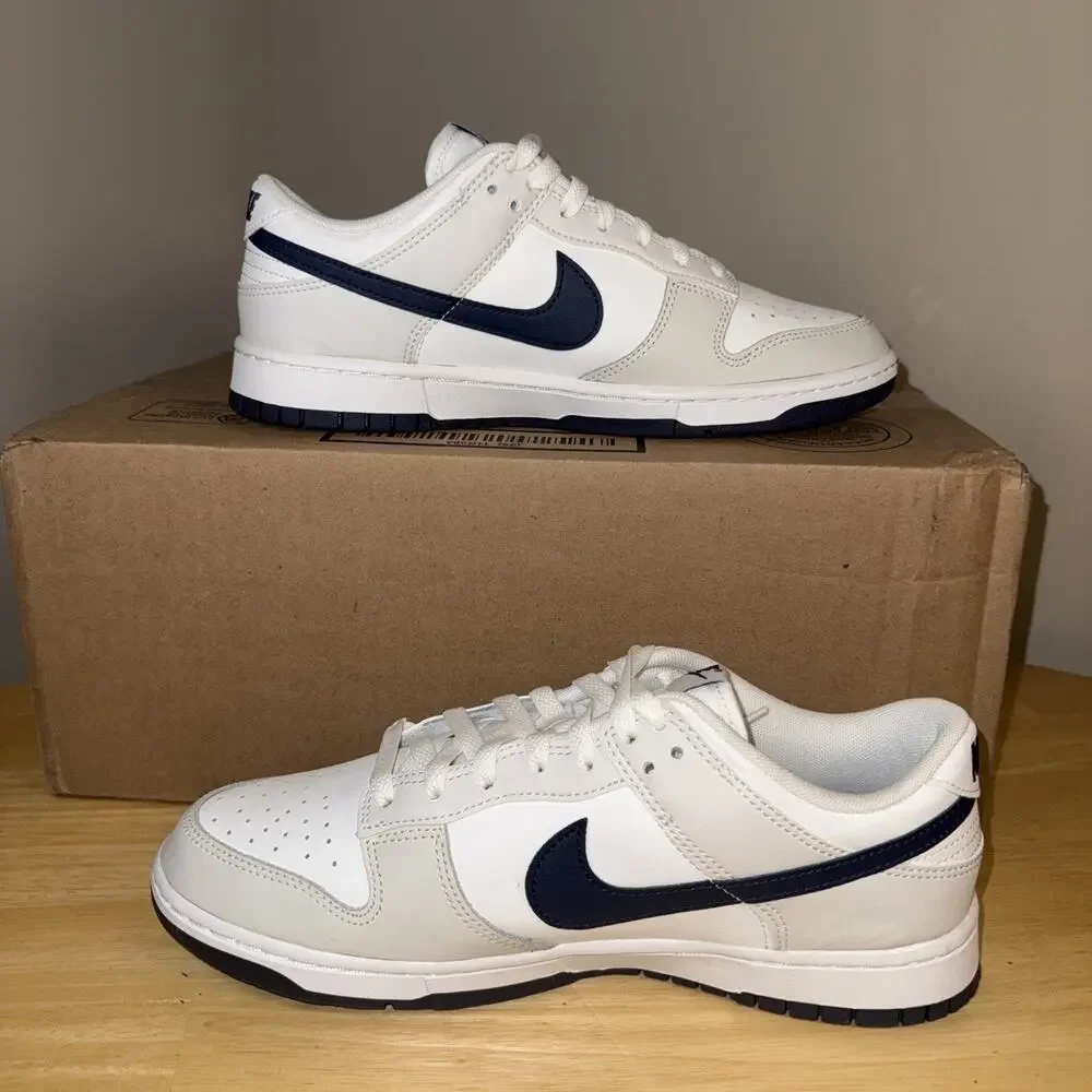 Nike Dunk Low White Midnight Navy Blue Size 9 DV0831-111 New No Box